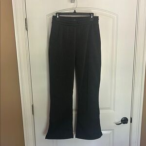 Charcoal Wide Leg Sweat Pants with Textured Fabric and Relaxed Fit